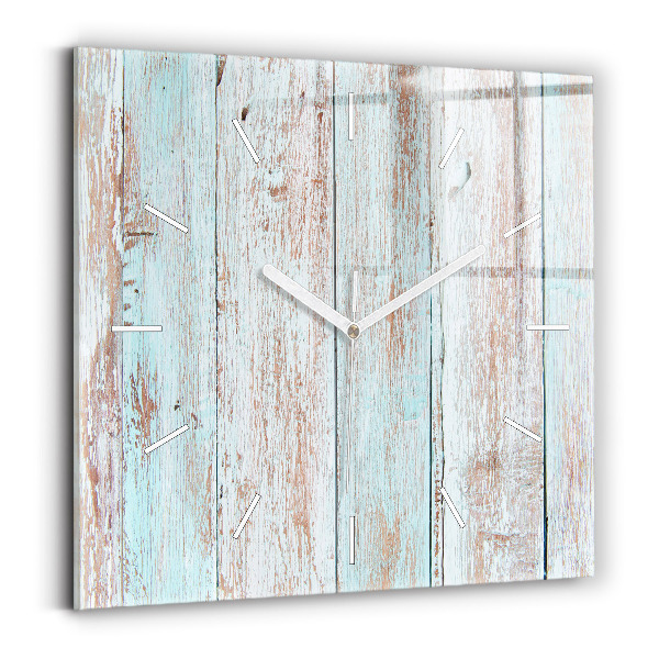Square glass wall clock Pastel Wood