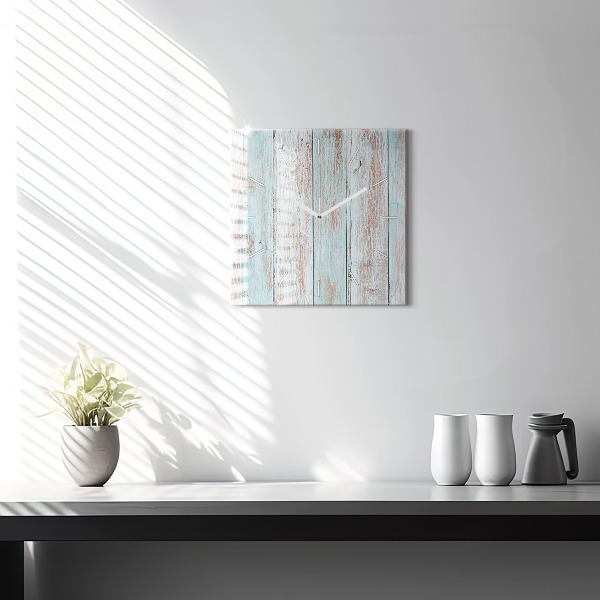 Square glass wall clock Pastel Wood