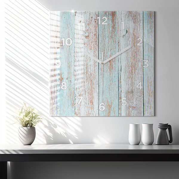 Square glass wall clock Pastel Wood