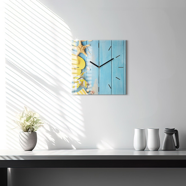 Square glass wall clock Beach accessories and boards