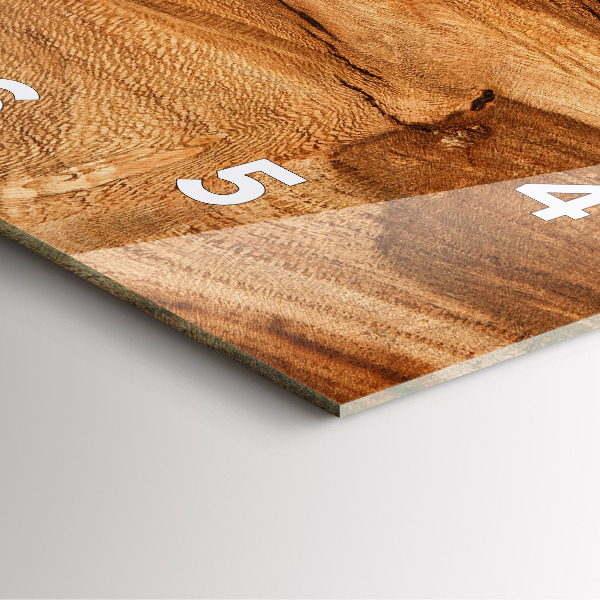 Square glass wall clock Wood texture