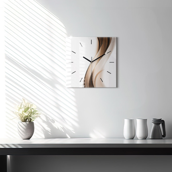 Square glass wall clock Abstraction line