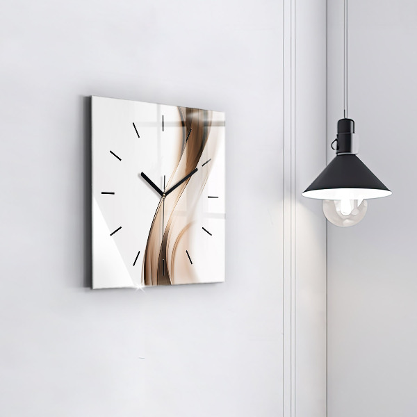 Square glass wall clock Abstraction line