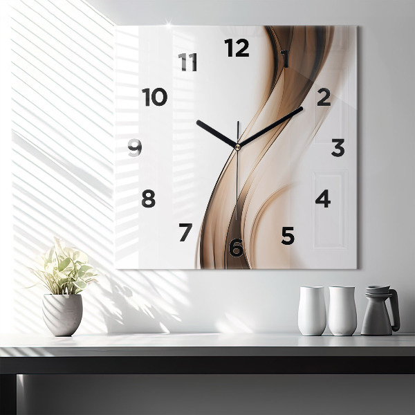 Square glass wall clock Abstraction line