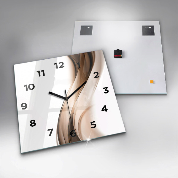 Square glass wall clock Abstraction line