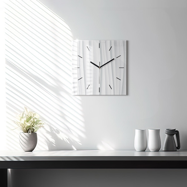 Square glass wall clock Waves texture