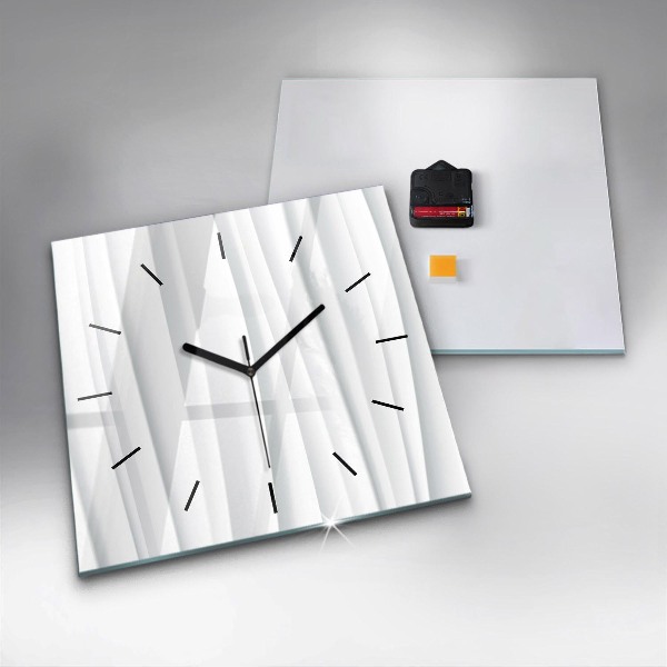 Square glass wall clock Waves texture