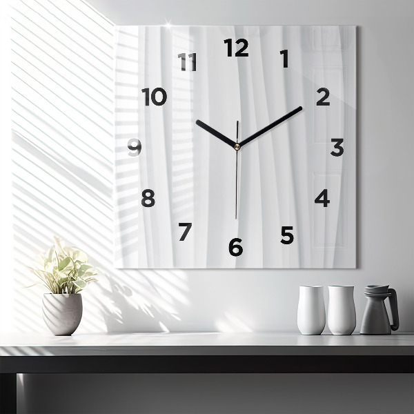 Square glass wall clock Waves texture