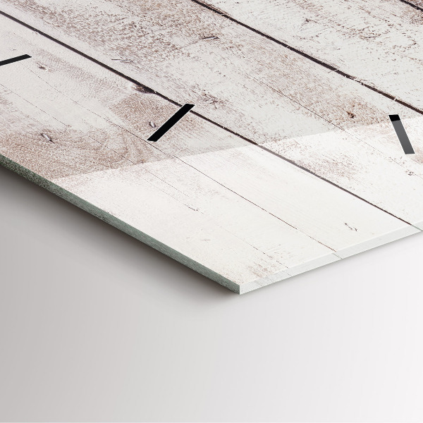 Square glass wall clock Light wood planks