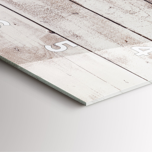 Square glass wall clock Light wood planks