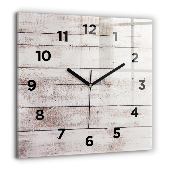Square glass wall clock Light wood planks