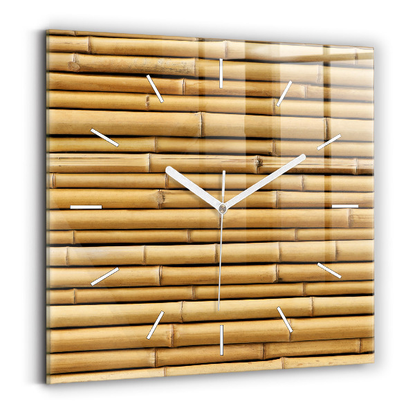 Square glass wall clock Bamboo sticks
