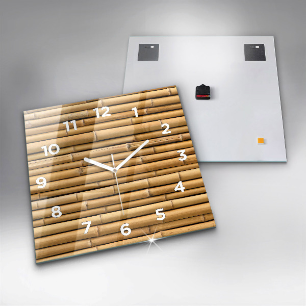 Square glass wall clock Bamboo sticks