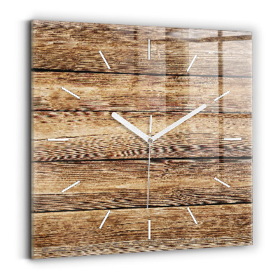Square glass wall clock Wooden boards
