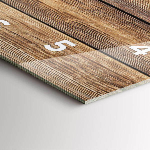 Square glass wall clock Wooden boards