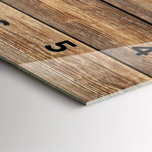 Square glass wall clock Wooden boards