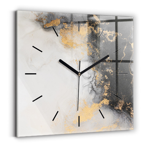 Square glass wall clock Artistic marble