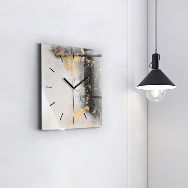 Square glass wall clock Artistic marble