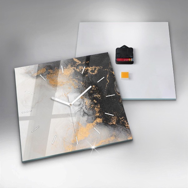 Square glass wall clock Artistic marble