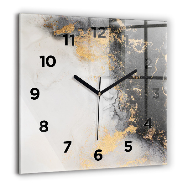 Square glass wall clock Artistic marble