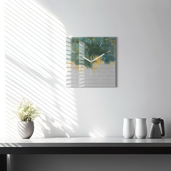Square glass wall clock Decorative pattern
