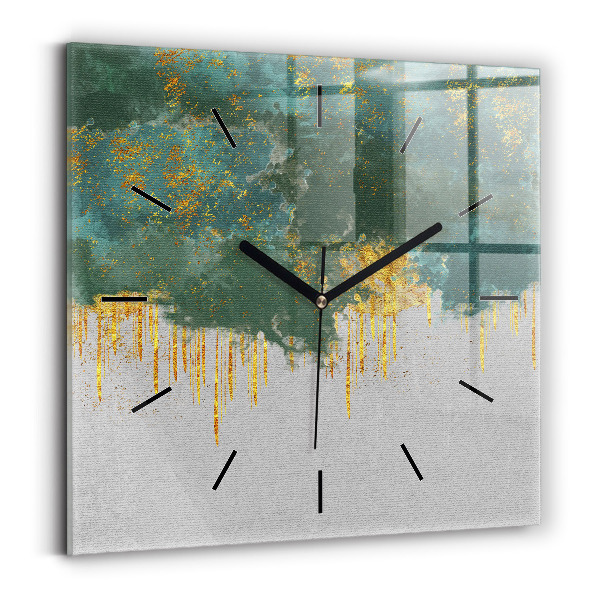 Square glass wall clock Decorative pattern