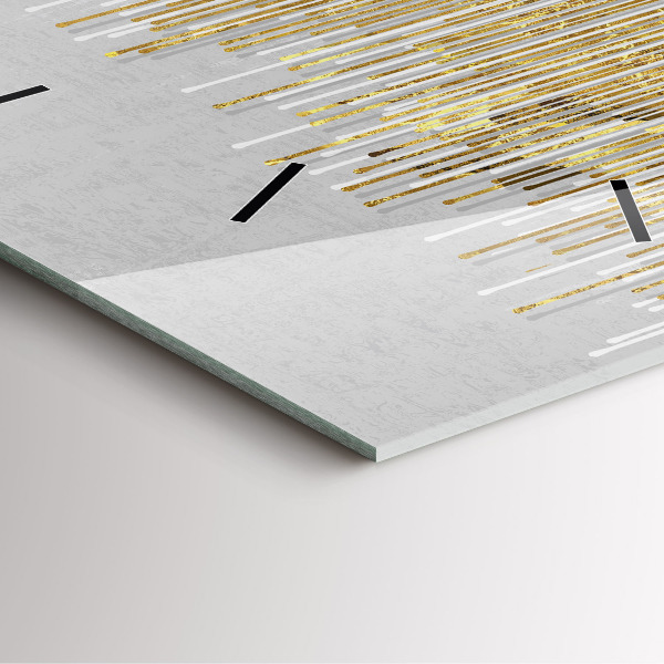 Square glass wall clock Decorative pattern and gold