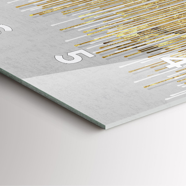 Square glass wall clock Decorative pattern and gold