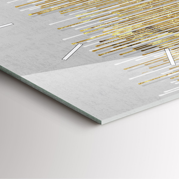 Square glass wall clock Decorative pattern and gold