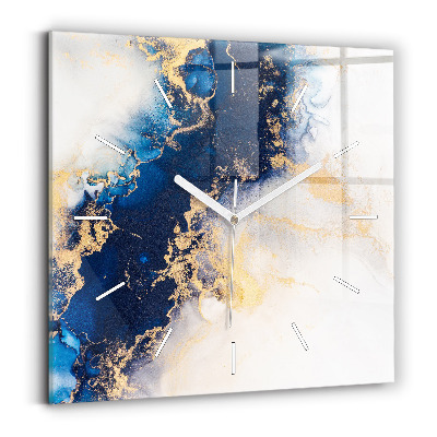 Square glass wall clock Marble pattern