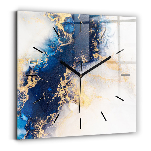 Square glass wall clock Marble pattern