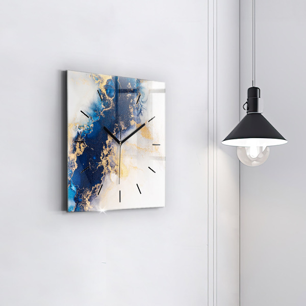 Square glass wall clock Marble pattern