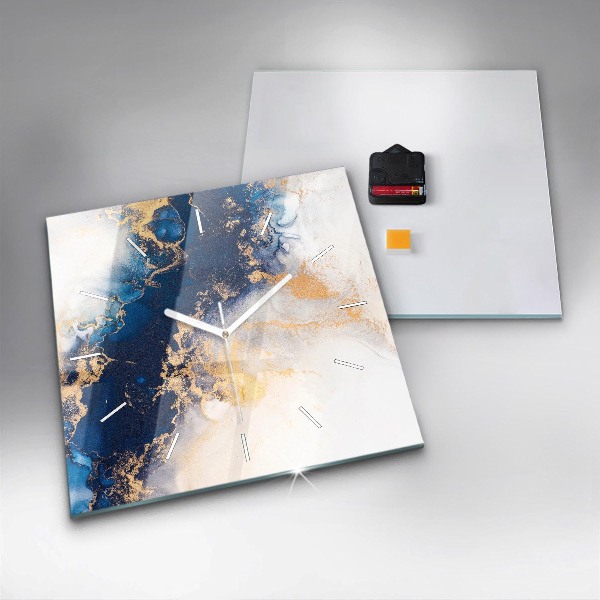 Square glass wall clock Marble pattern