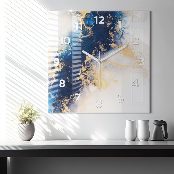 Square glass wall clock Marble pattern
