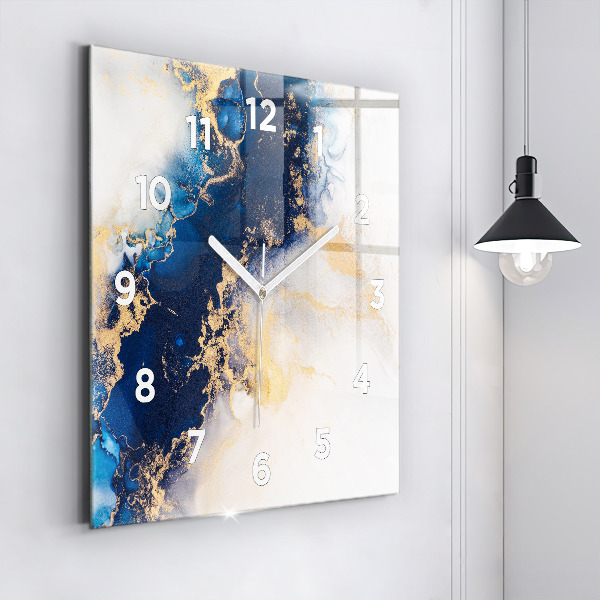 Square glass wall clock Marble pattern