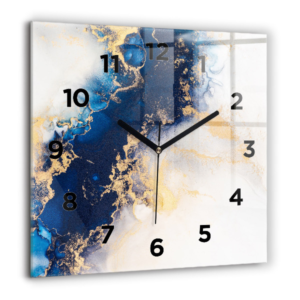 Square glass wall clock Marble pattern