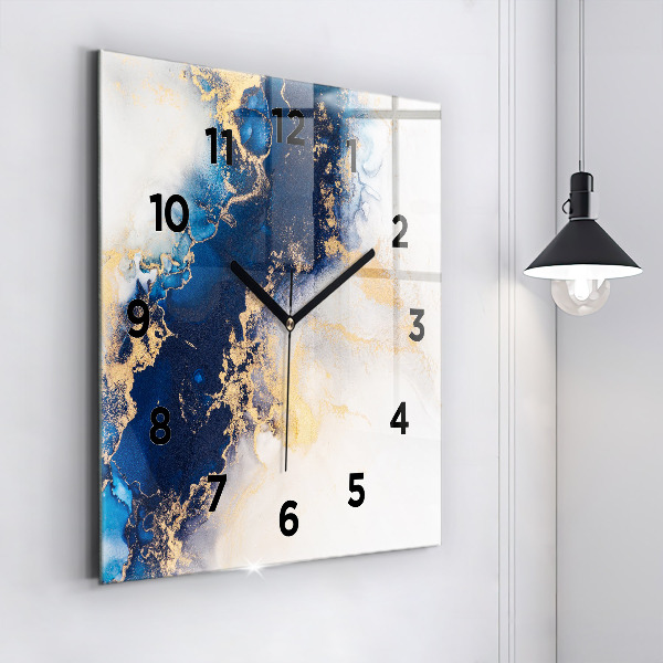 Square glass wall clock Marble pattern