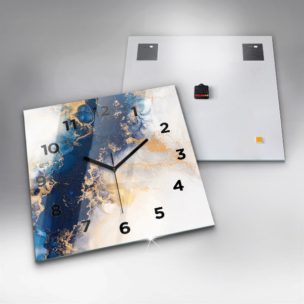 Square glass wall clock Marble pattern