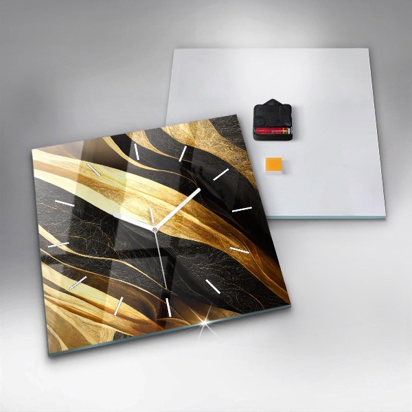 Square glass wall clock Elegant abstraction