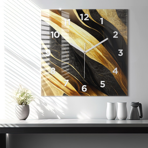 Square glass wall clock Elegant abstraction