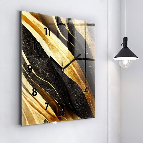 Square glass wall clock Elegant abstraction