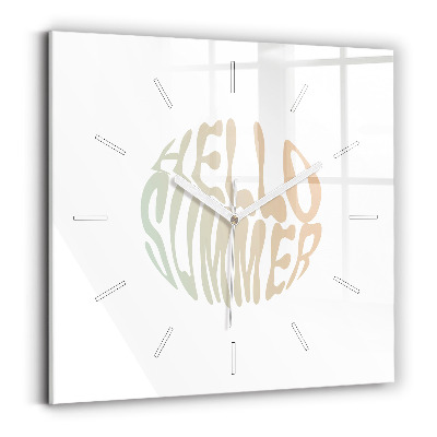 Square glass wall clock Hello Summer!