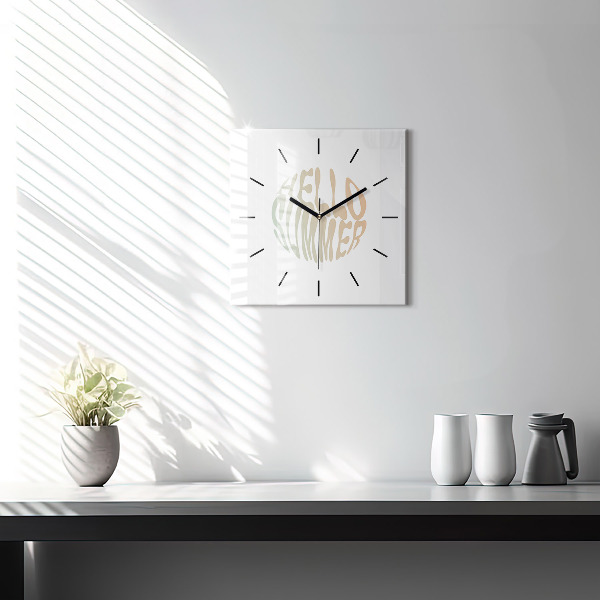 Square glass wall clock Hello Summer!