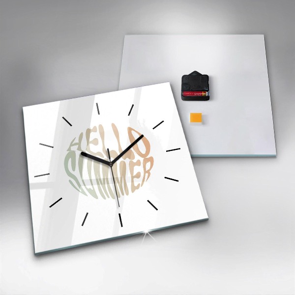 Square glass wall clock Hello Summer!