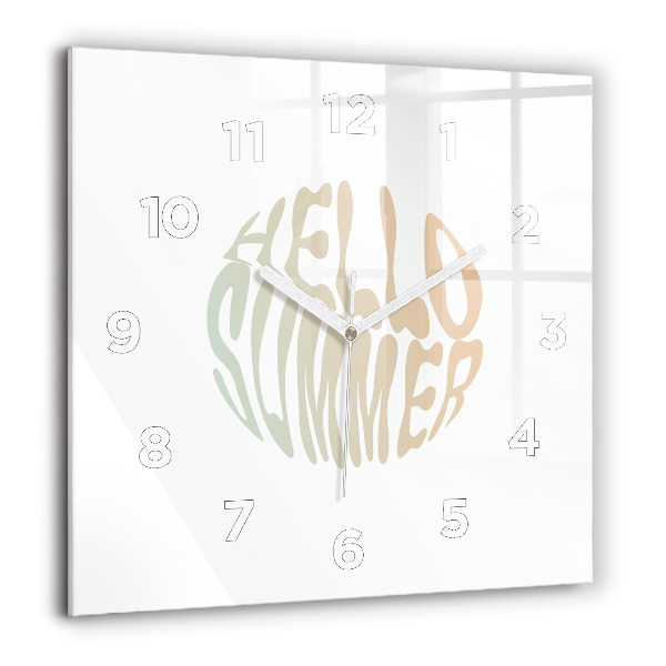 Square glass wall clock Hello Summer!
