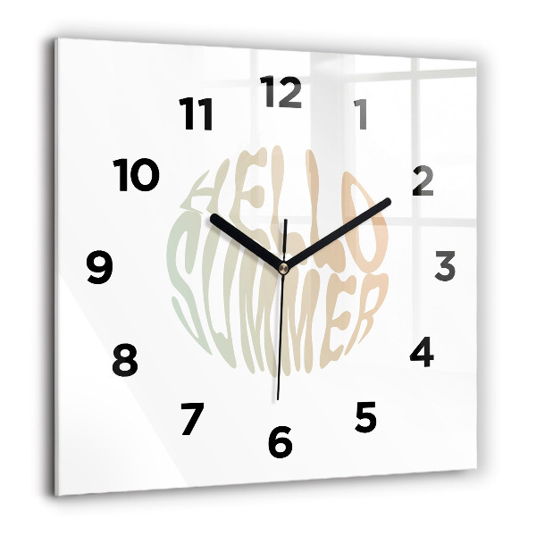 Square glass wall clock Hello Summer!