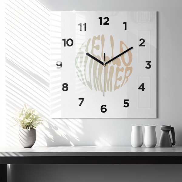 Square glass wall clock Hello Summer!