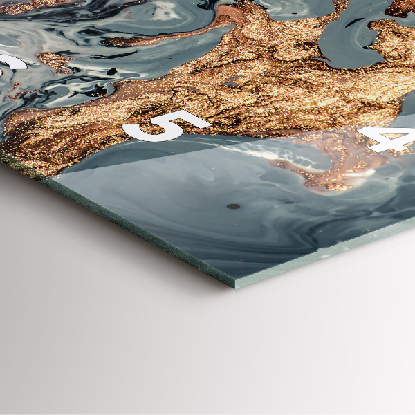 Square glass wall clock Marble gold abstract