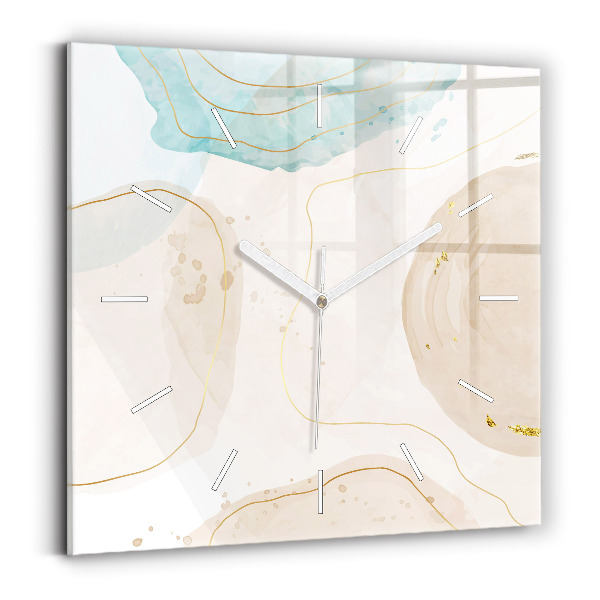 Square glass wall clock Watercolor stains