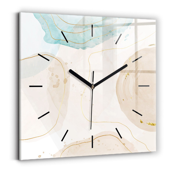 Square glass wall clock Watercolor stains